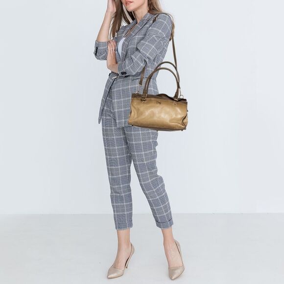 Burberry Two Tone Brown Leather Satchel - Picture 2 of 4